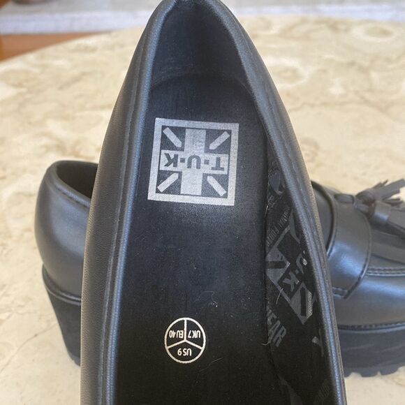 T.U.K. Black TUKskin™ Fringe Loafer Platform - Picture 10 of 12